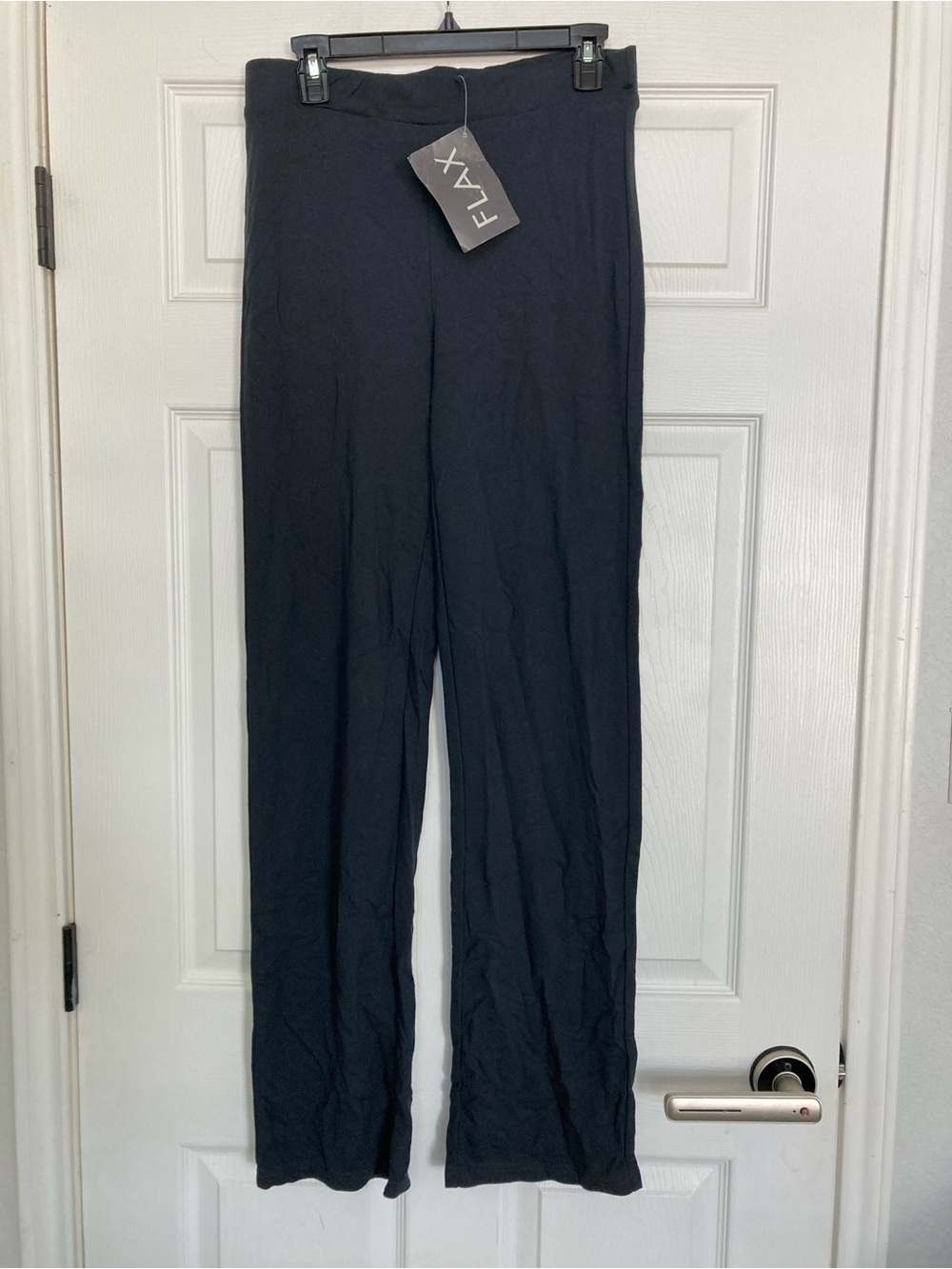 Flax Black knit Straight Leg Pants Sz small pull on new with tags soft black